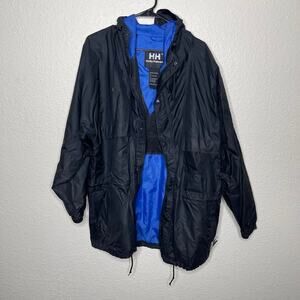 Helly Hanson black windbreaker vented hooded jacket packable Mens Size Large